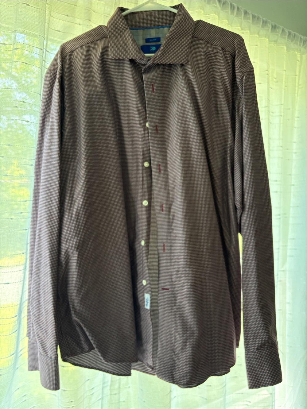 Egara Red Microcheck Long-Sleeve Dress Shirt
